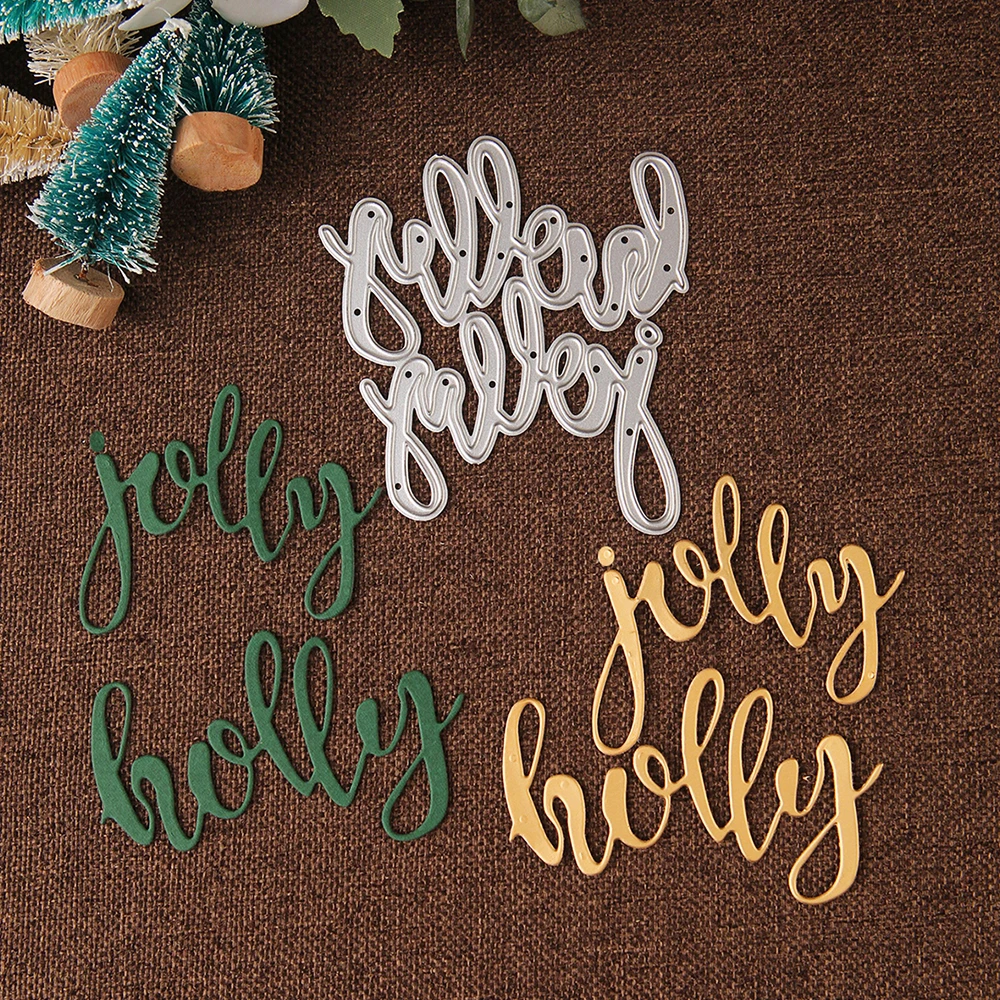 

Christmas Holly jolly metal cutting dies diy scrapbook words die cuts craft blade punch embossing stencil dies