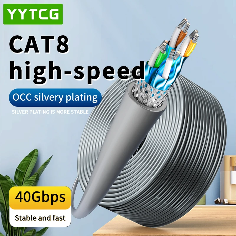 

Cat8 Ethernet Cable 40Gbps 2000MHz CAT 8 Shield Internet High Speed Gigabit SFTP Lan Network Internet Cables for PC Modem Router