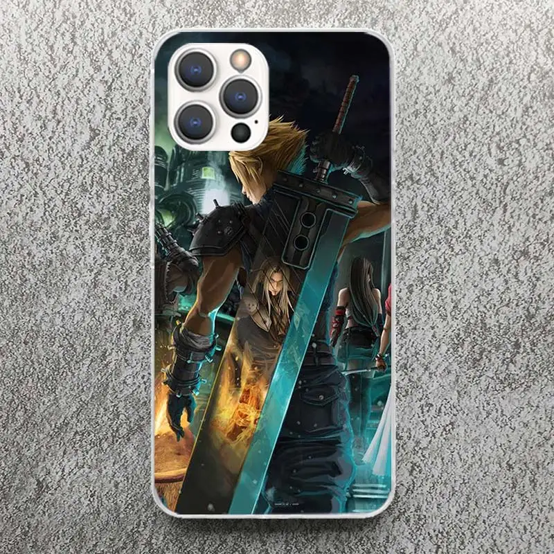 Capa de Impressão Final Fantasy VII para iPhone, Capa Padrão para iPhone 16, 15, 14, 13, 12, 11 Pro Max, XS, XR, X, SE, 7 Plus, 8