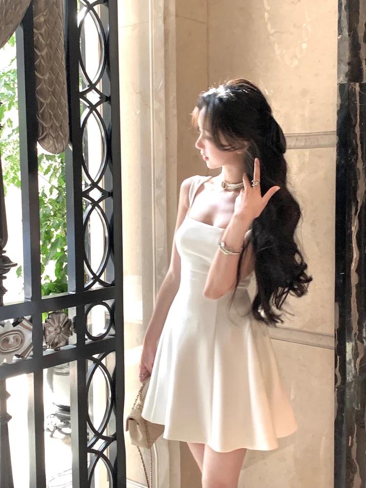 Summer New Elegant Evening Party Midi Dresses Women Vintage senza maniche Y2K Mini Birthday Dress Casual coreano a-line Vestidos