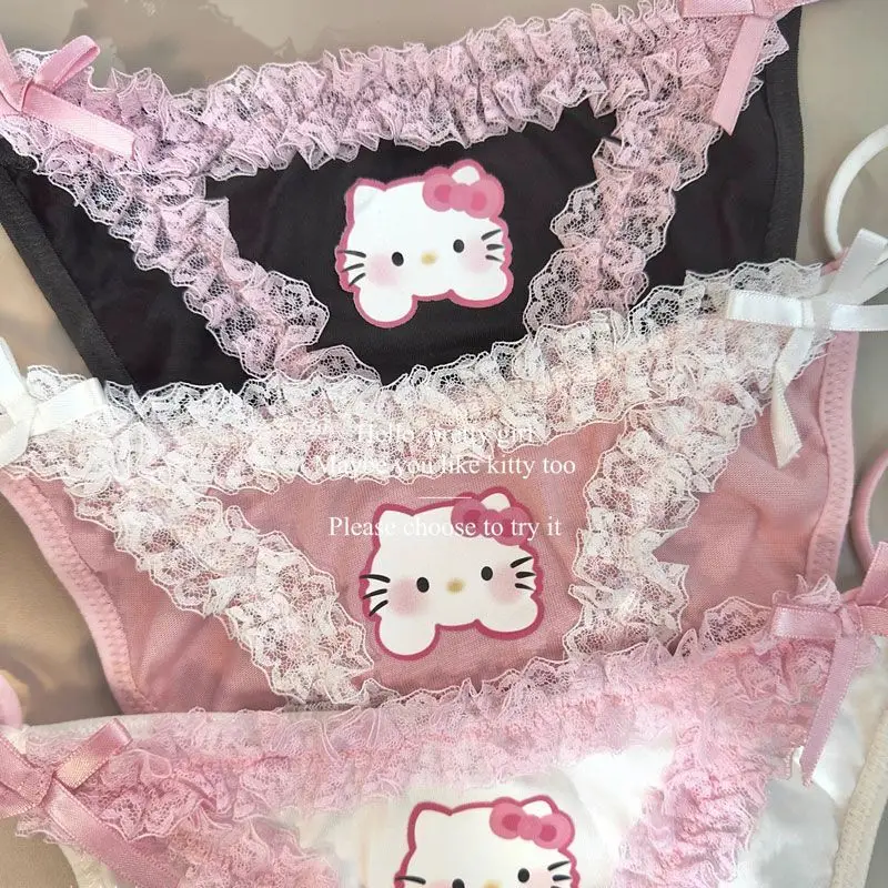 Sanrio Kawaii Hello Kitty Underpants Anime Cartoon Cute New Lace Sexy Style Y2K Sweet Student Low Waisted Hip Lift Triangle Pant