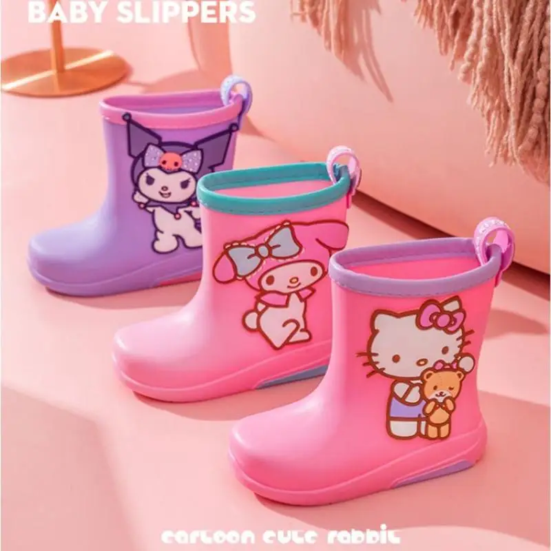 

Sanrio Children's Rain Shoes Kuromi New Style Four Seasons Slip Cute Lightweight Comfort Girl Cartoon Bouquet Birthday Present