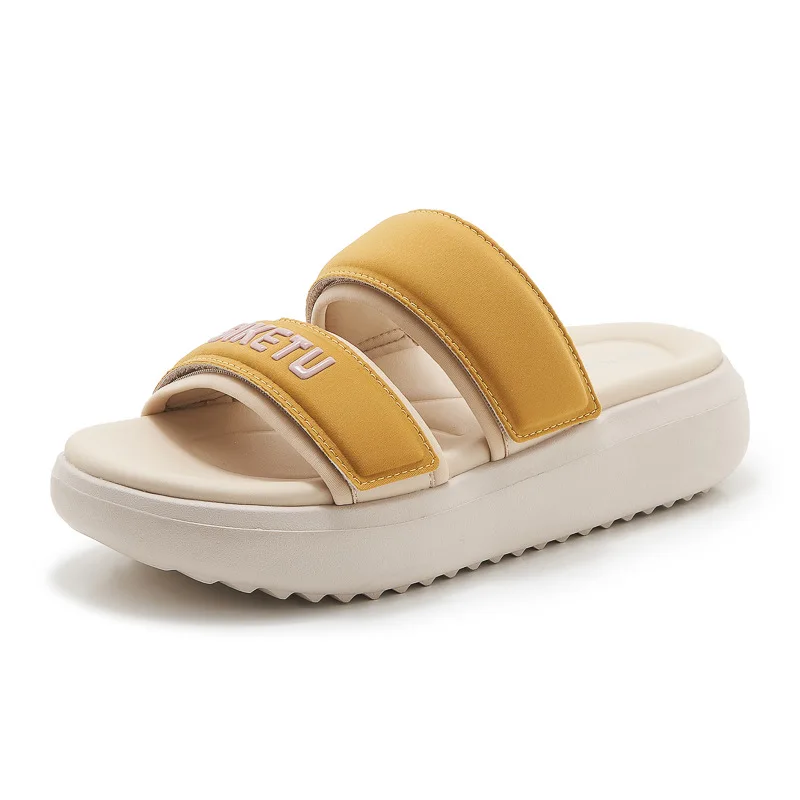 2025 Neue Damen-Sandalen in Übergröße, 4,5 cm, MD-Sandalen mit dicker Sohle – doppelte breite Riemen, gesticktes Logo, rutschfeste Freizeit-Slides