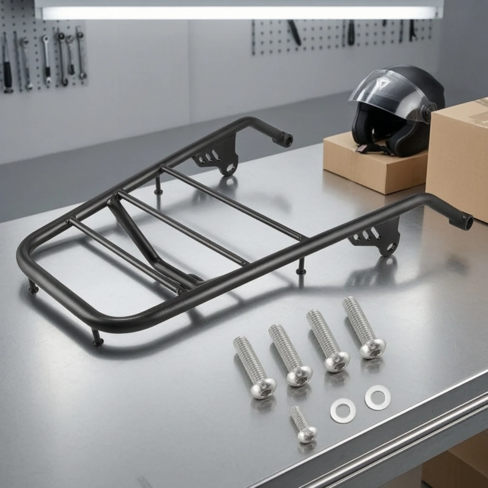 Motorcycle Luggage Rack Compatible Rear Luggage Rack Tube-Style Long-Lasting for Motorcyclists, Daily Commuting view 4