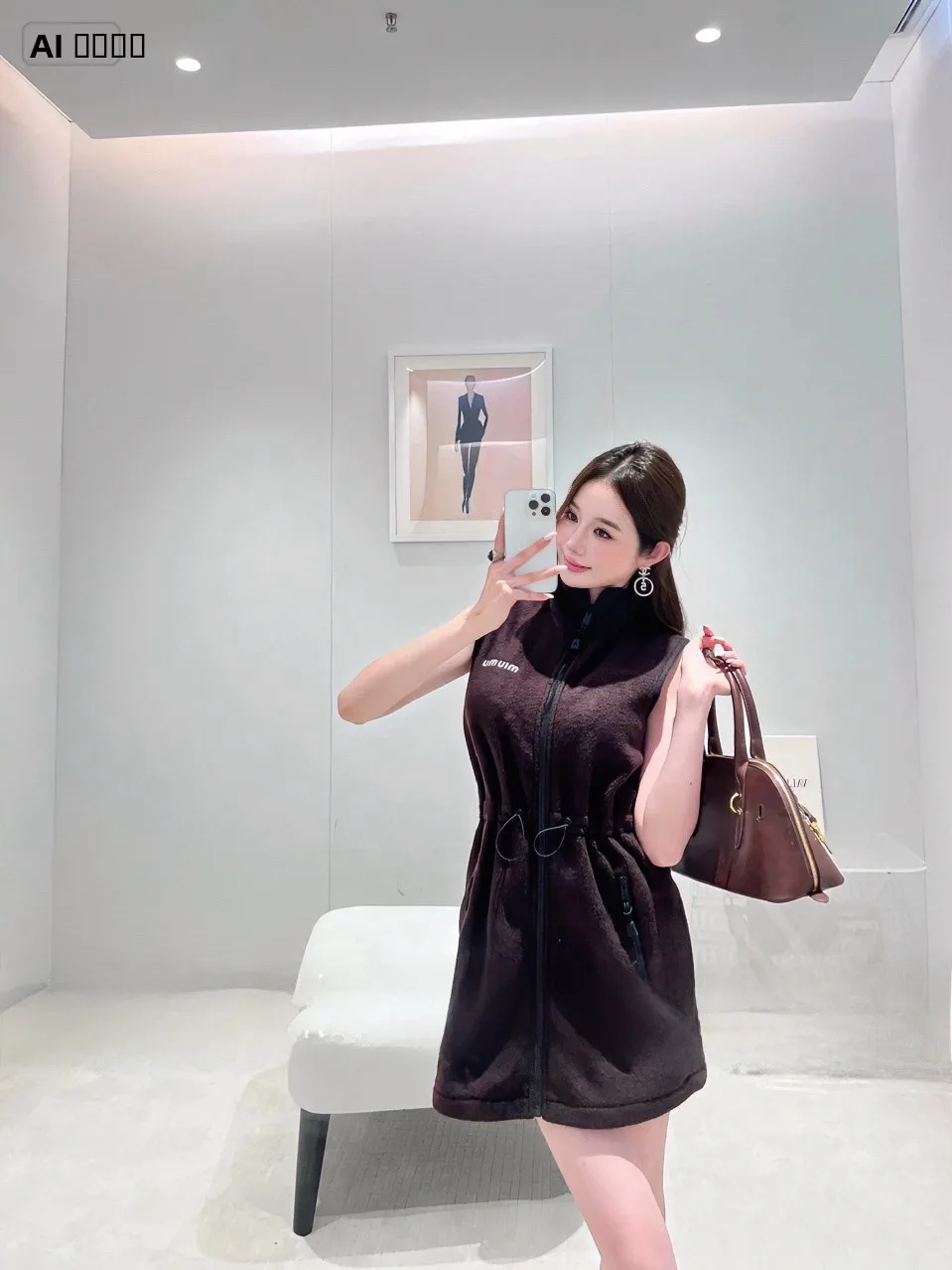 

Retro Design Fce Zipper Svel Dr Waist Cinching ort Skirt Autumn Winter Casual Sle Ladies' Dr