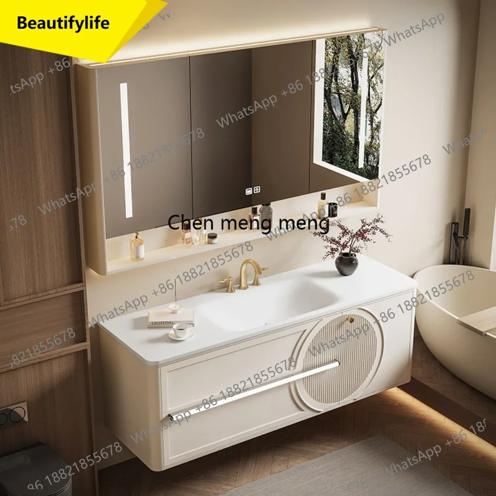 

6239 Oak light luxury French cream wind bathroom cabinet combination washbasin wash basin hot bending integrated basin