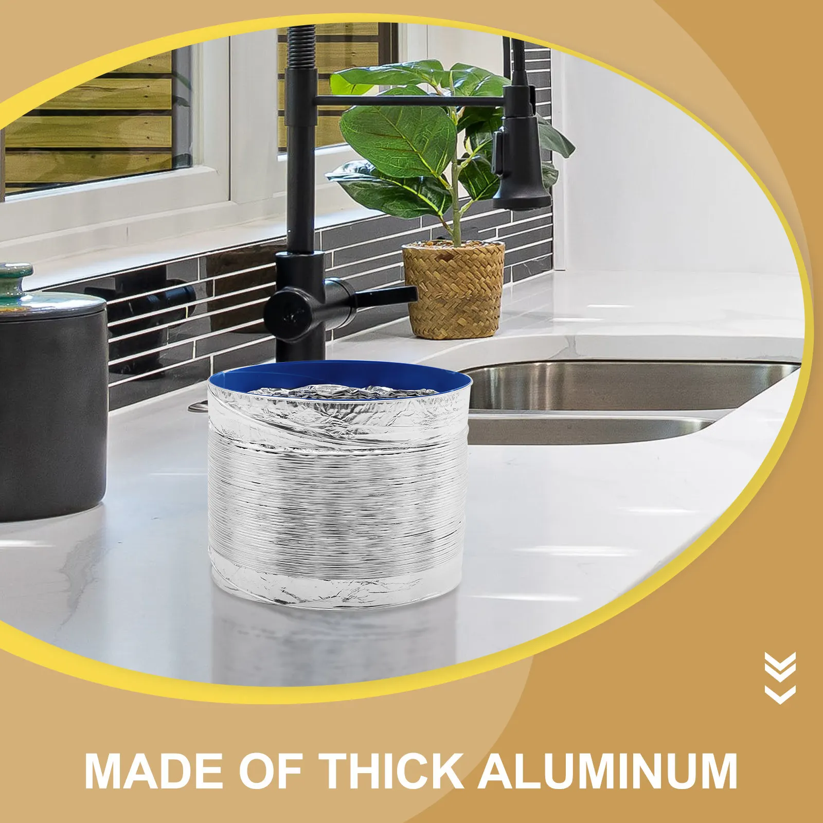 2M Flexible Aluminum Foil Ventilation Duct Hose Flame Retardant Hvac Exhaust Air Duct for Kitchen Bathroom Greenhouse Grow Tent