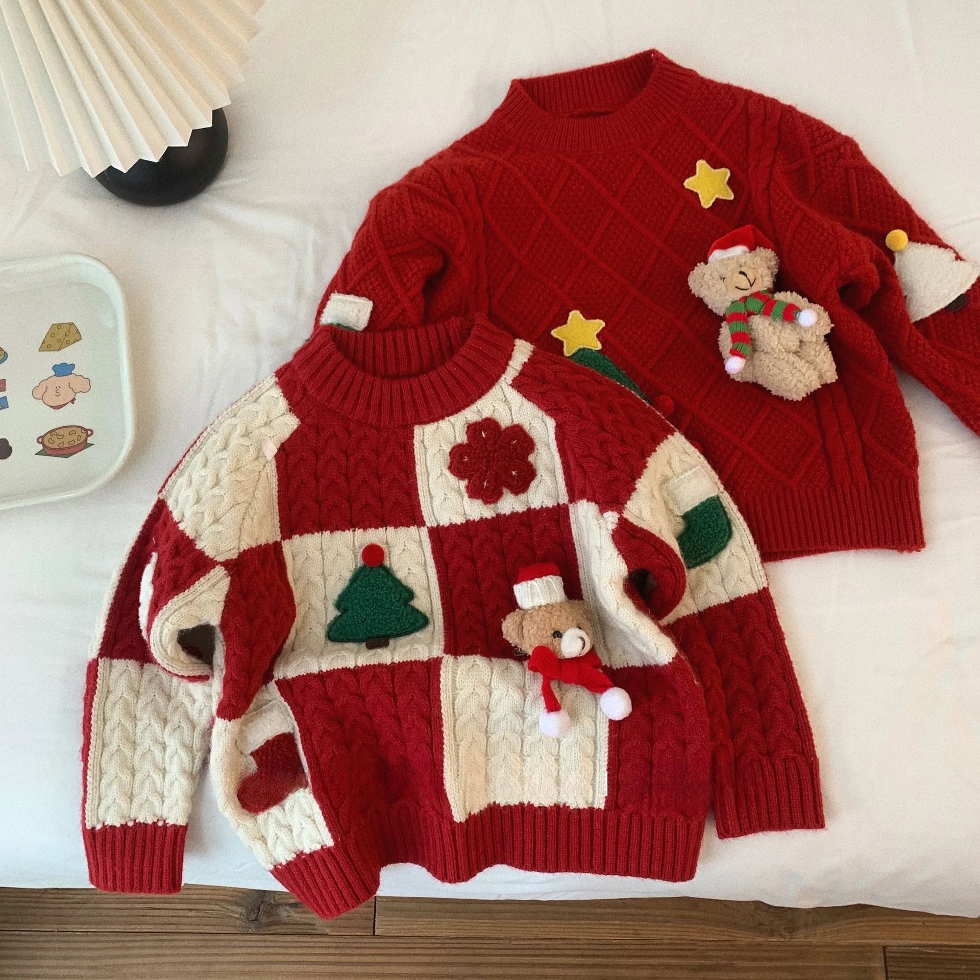 

Christmas Baby New Year Sweater Winter Children's Wool Top Thickened Girls Warm Knitted Sweater