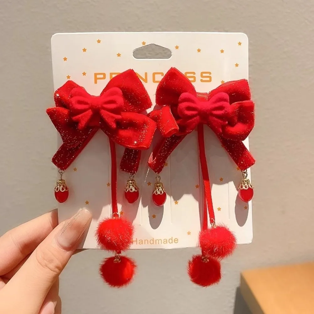 New Red Antique Chinese Style Hair Clip Tassel Traditional Retro Hanfu Accessories Children's Hair Clip Girl's Accessory