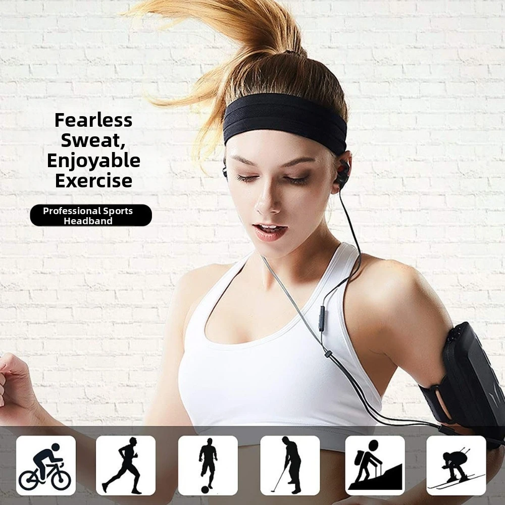 Fashion Elastic Sports Headband Breathable Non-Slip Fitness Headband Sweat Absorbing Multicolors Sweatband for Men Women