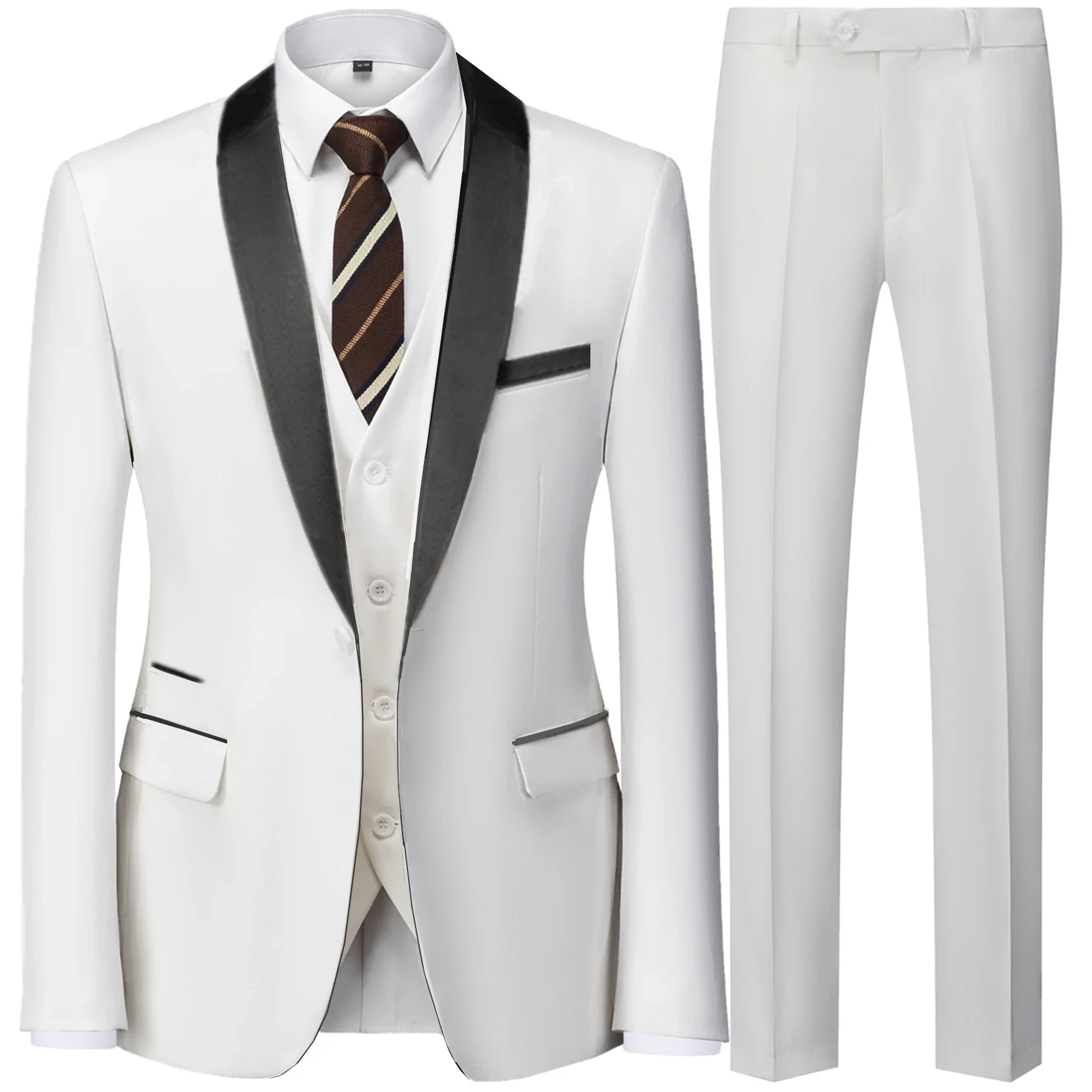 

Men's British Style Slim Suit 3 Piece Set Jacket Vest Pants / Male Business Gentleman High End Custom Dress Blazers Coat S-6XL