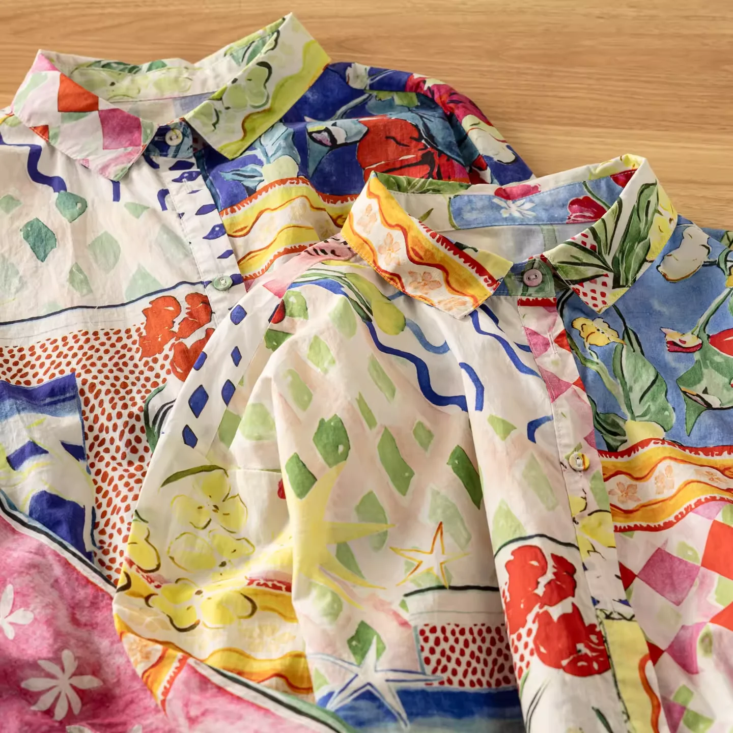 

2026 Шикарная блузка в стиле бохо из чистого хлопка для женщин, рубашки большого размера с геометрическим цветочным принтом и пуговицами, осенние топы с длинными рукавами, праздничные