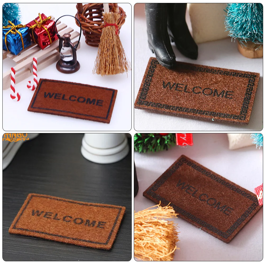 8 Pcs Door Mat Dollhouse Area Rugs Small Carpet Non-woven Fabric DIY Mini Ornament