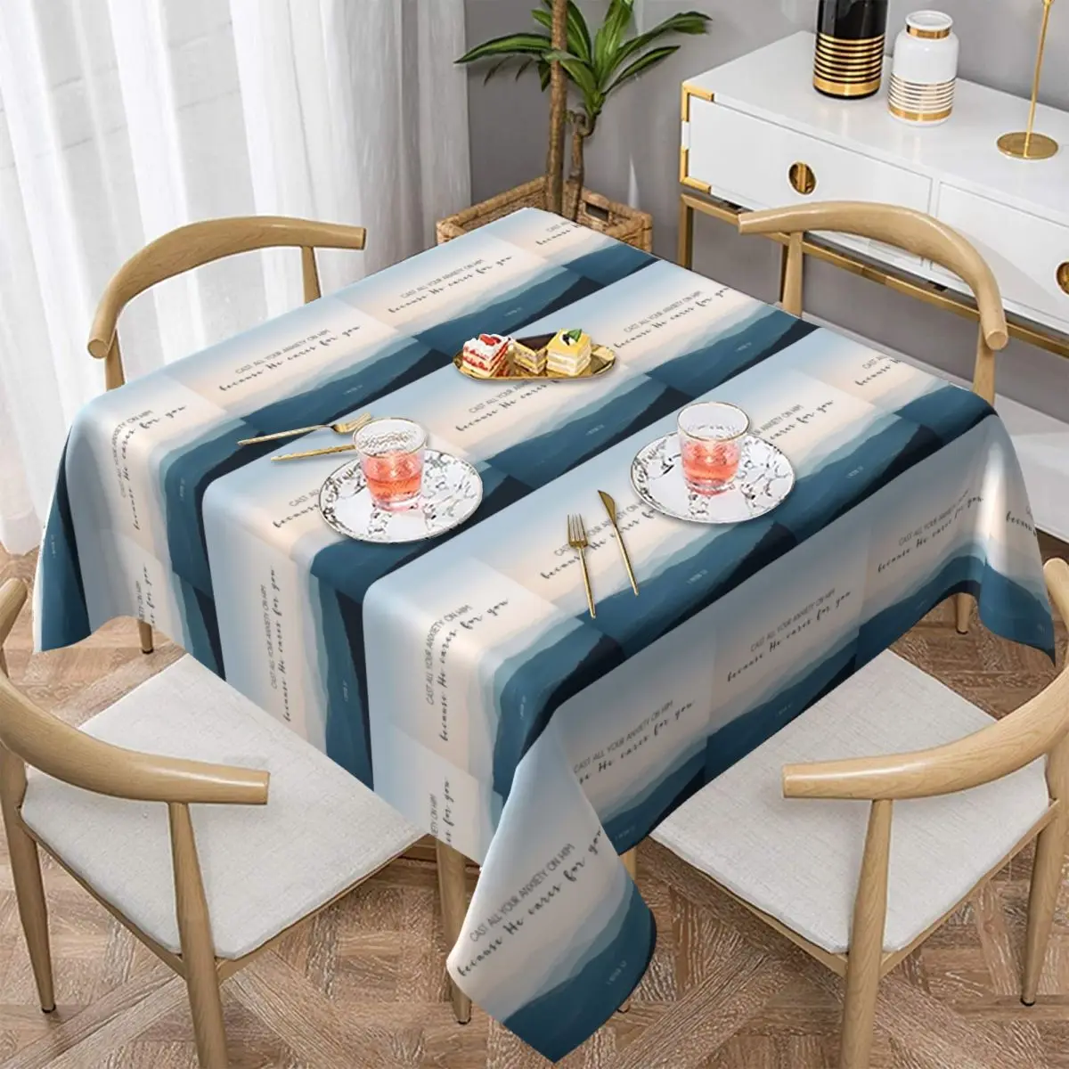 Christian Bible Verse Quote - Anxi Waterproof Square Tablecloth Oilproof Table Cloth for Kitchen Events Dining Table Cover