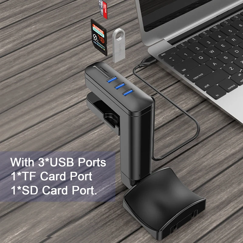 วงเล็บหูฟังหมุนติดตั้งชุดหูฟังสําหรับเล่นเกมพีซีขาตั้งผู้ถือพอร์ตฮับหูฟังตะขอแขวน