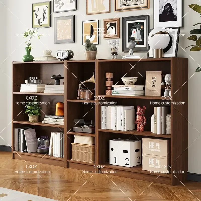 Solid Wood Pine Bookshelf Floor Standing Storage Cabinet Combination Locker for Bedroom Living Room Low Bookcase Home