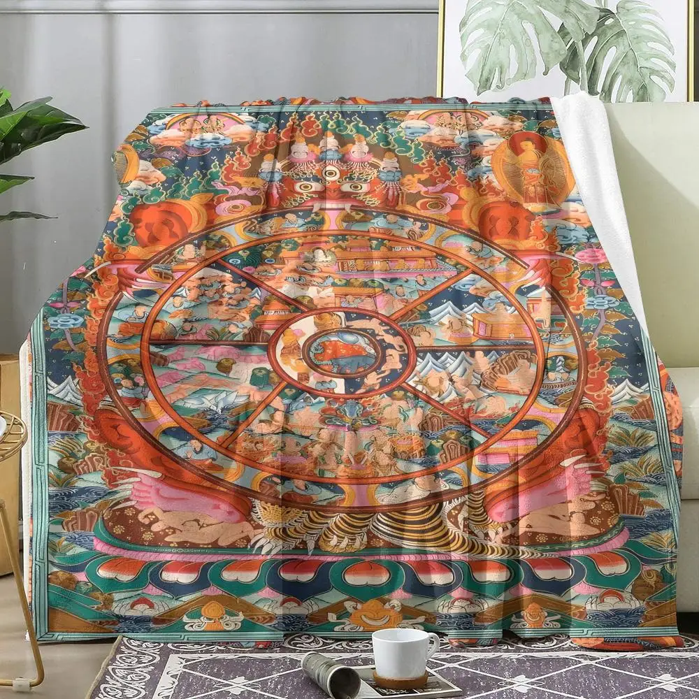 

Bodhisattva Buddha Throw Soft Flannel AC Blanket Lightweight Summer Nap Throw Cozy Blanket for Sofa Bed Travel Home