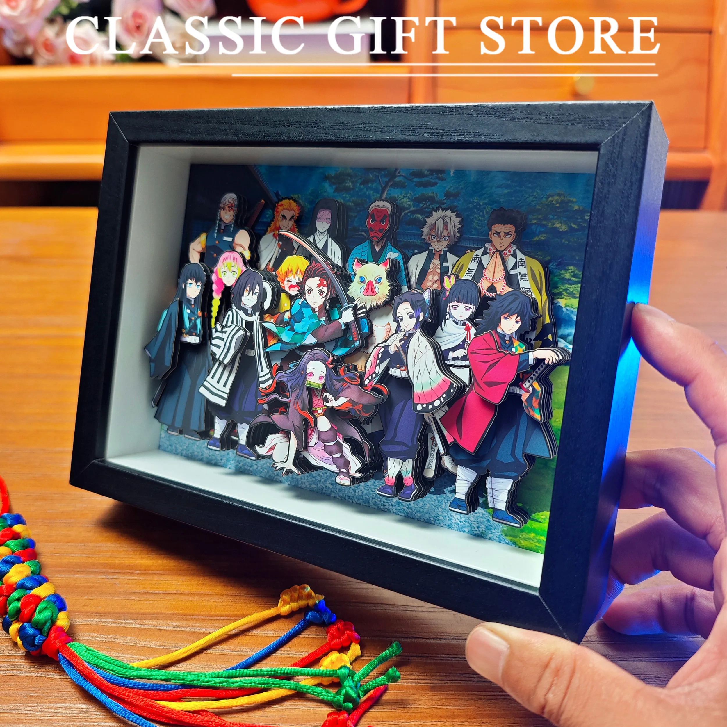 Demon Slayer 3D Decoratieve Schilderkunst Kamado Tanjirou Agatsuma Zenitsu Figuur Handgemaakte Decoratieve Fotolijst Desktop Decoratie