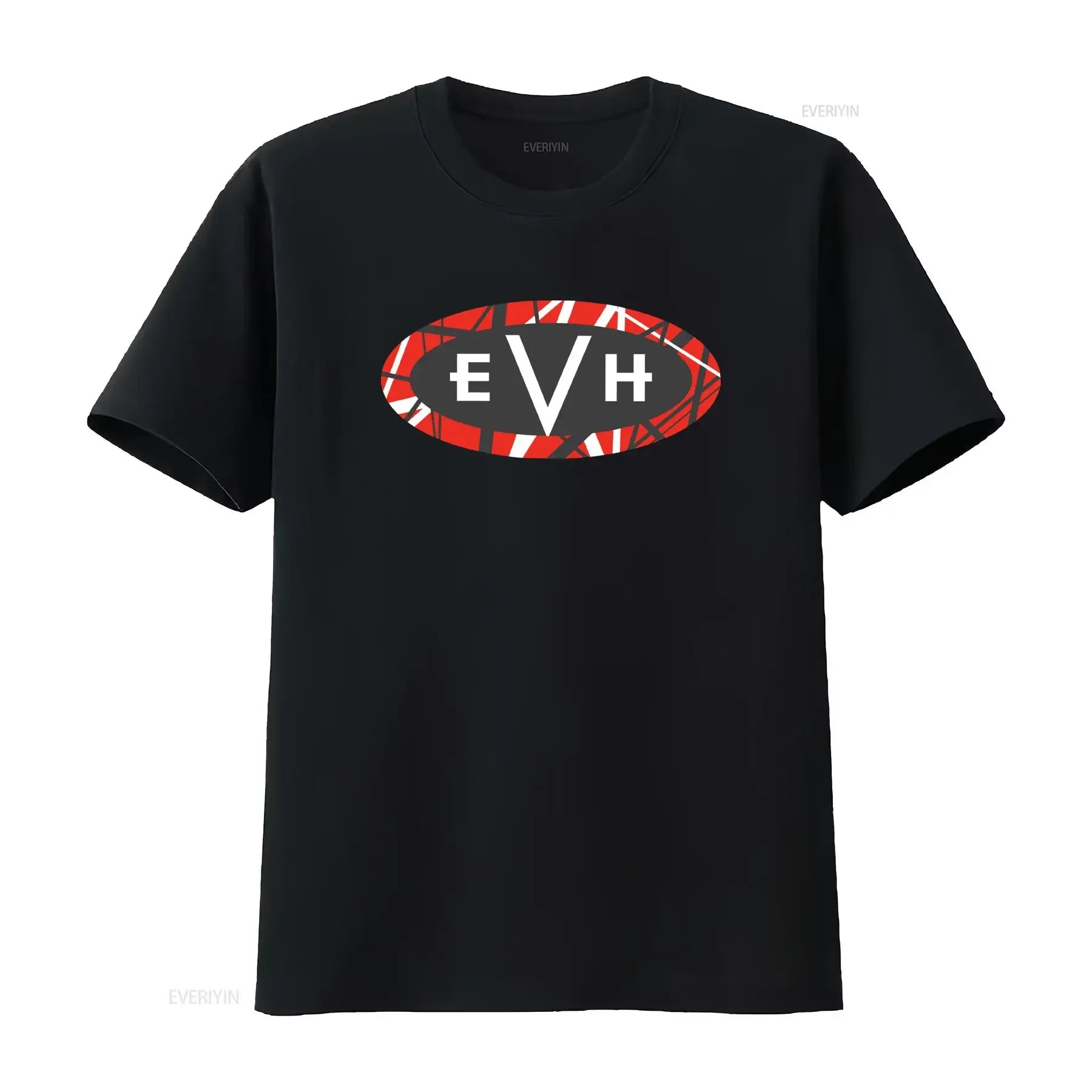 Camiseta de Hombre Edición Limitada con el Logo de Wolfgang Inspirada en EVH, Negra, Tallas L a 5XL, Estampado Elegante para Fans del Rock, Estilo Vintage Lavado