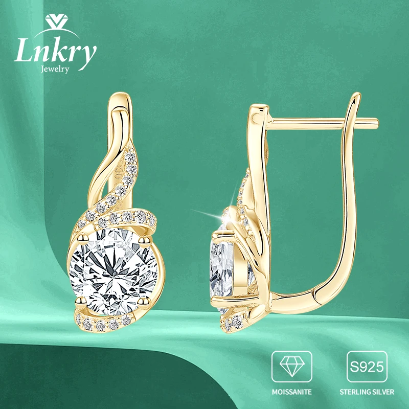 

Lnkry Certified 8mm Moissanite Earring Oorbellen Zilver 925 Sterling Silver Hoop Earring For Women Sparkling Wedding Jewelry