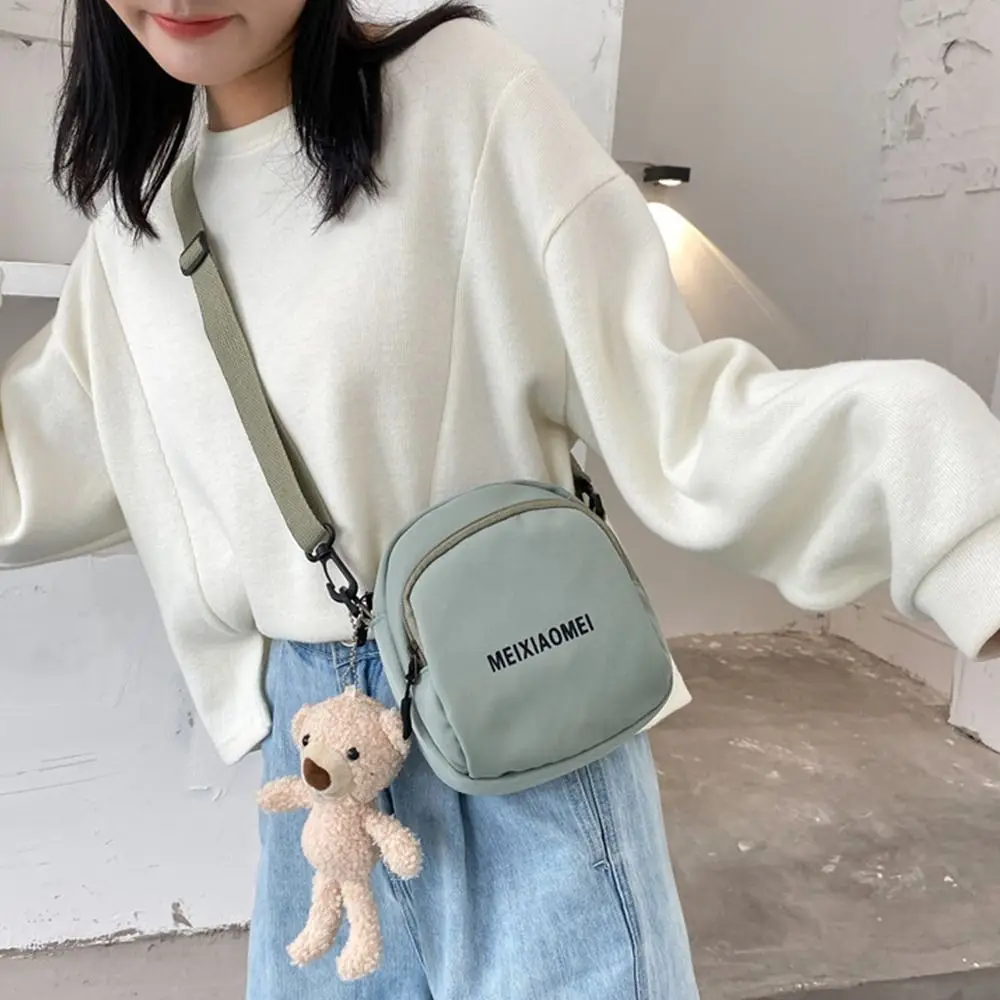 Solid Color Phone Pouch Zipper Mini Handbag Travel Messenger Bag Crossbody Bag Shoulder Bag