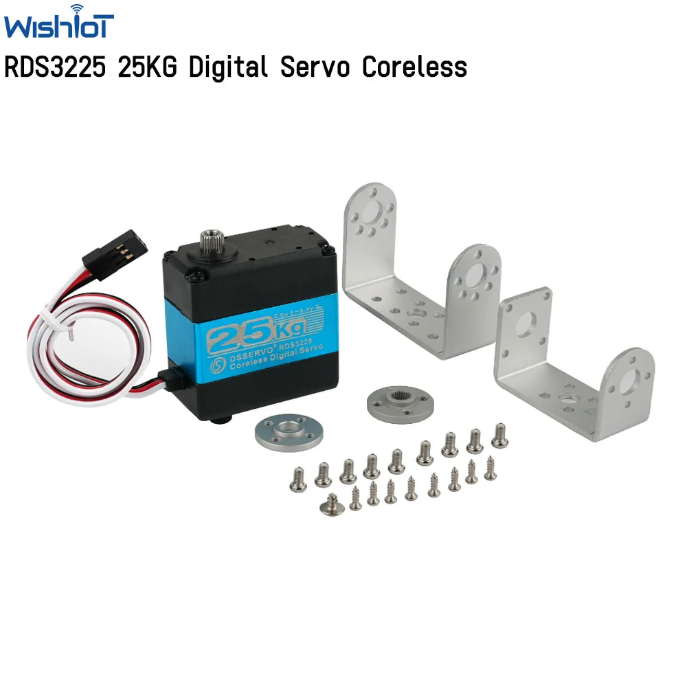 

25KG Coreless Digital Servo Dual Shaft with U Mounting Bracket Full Metal Gear High Torque Waterproof for RC Robotic Arm RDS3225