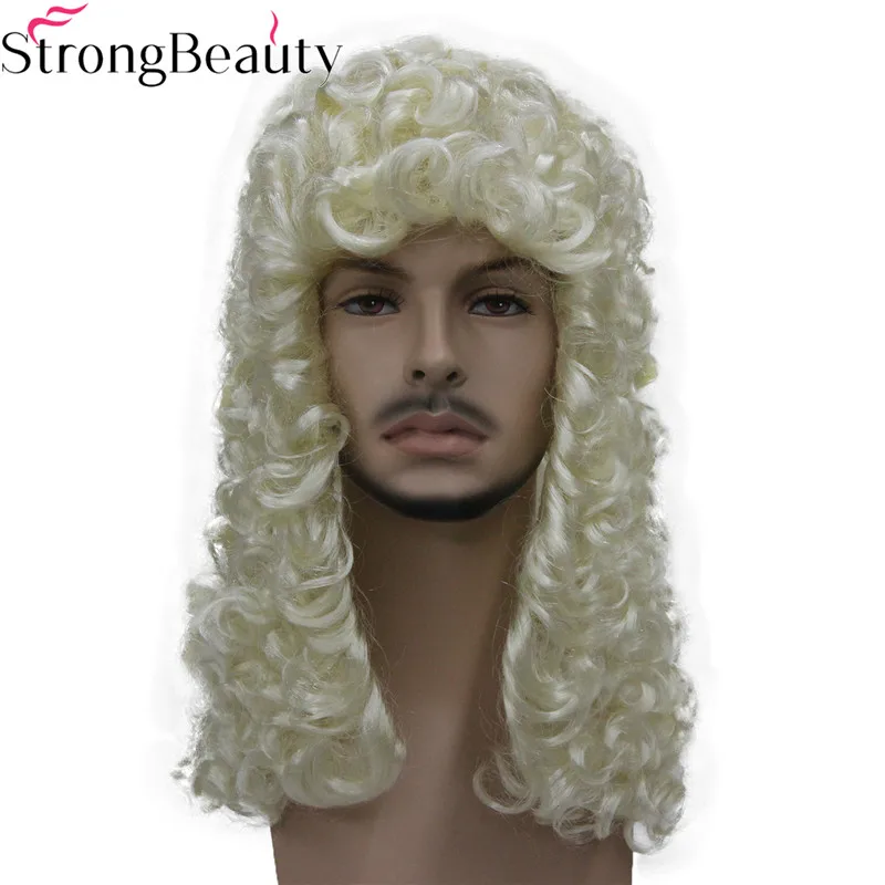 StrongBeauty syntetyczne sędzia peruka szlachcic kręcone włosy historyczne blond szary czarne peruki