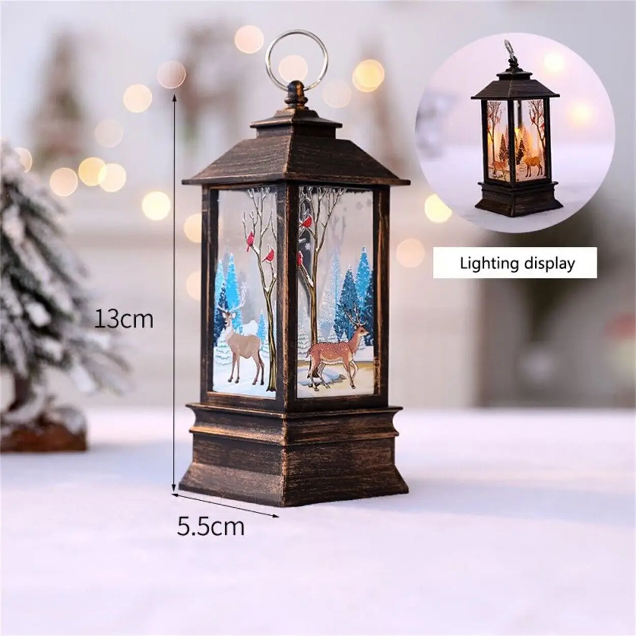 Lantern Led Candles Santa Deer Snowman Lamp Decor for Christmas Birthday Gift