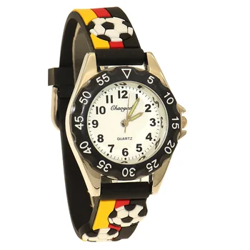 Chaoyada Fashion Children Boys Girls Football Soccer Watches Kids Students Soft Silicone Strap Cartoon Sports Watches Gifts