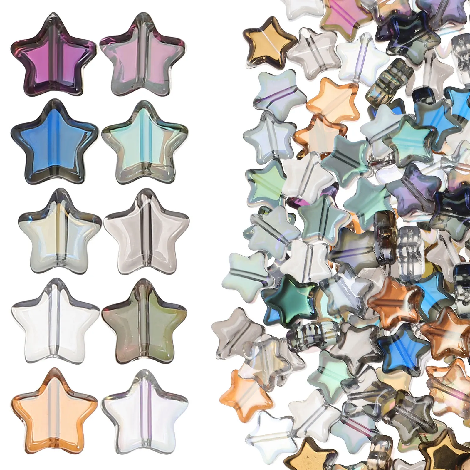 

100Pcs Star Shaped Glass Beads Star Spacer Loose Beads for DIY Pendant Jewelry Making Bracelets Necklace Earrings Stylish Charms