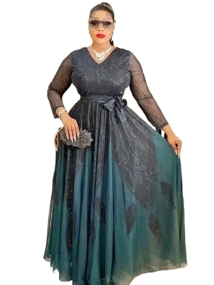 

African Dresses For Women 2025 New Fashion Plus Size Party Dashiki Ankara Wedding Evening Gown Elegant Turkey Muslim Maxi Dress