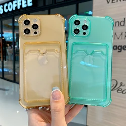 Card Bag Holder Clear Phone Case For Xiaomi Redmi Note 10 Pro 10S 9 9A 9C Mi POCO X3 Pro NFC Soft Corners Bumper Cover