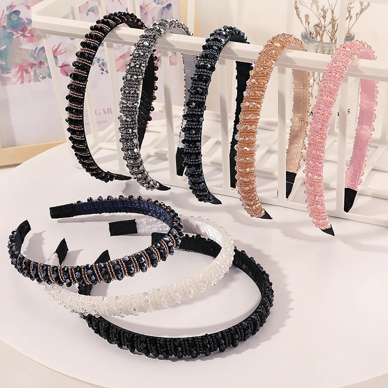 Korean Thin Edge Rhinestone Hair Hoop Female Fashion Super Flash Headband Party Color Headband Fashion Hair Accessories