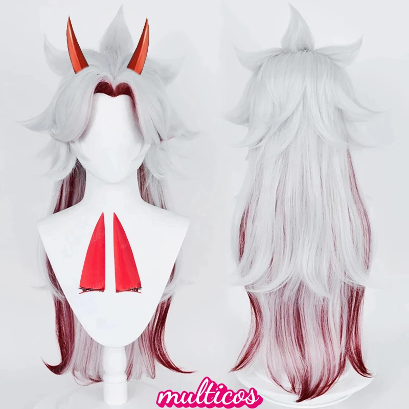 

High Quality Genshin Impact Arataki Itto Cosplay Wig Gray Red Layered Heat Resistant Synthetic Hair Anime Game Wigs + Wig Cap