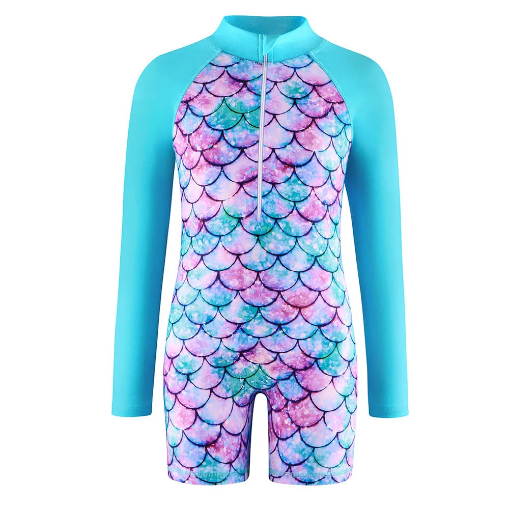 Badeanzug Kinder Sommer Meerjungfrau Mädchen einteilig Langarm Schwimmen Strand tragen Kinder Kinder Sport schnell trocknend Badeanzug – Detail 25