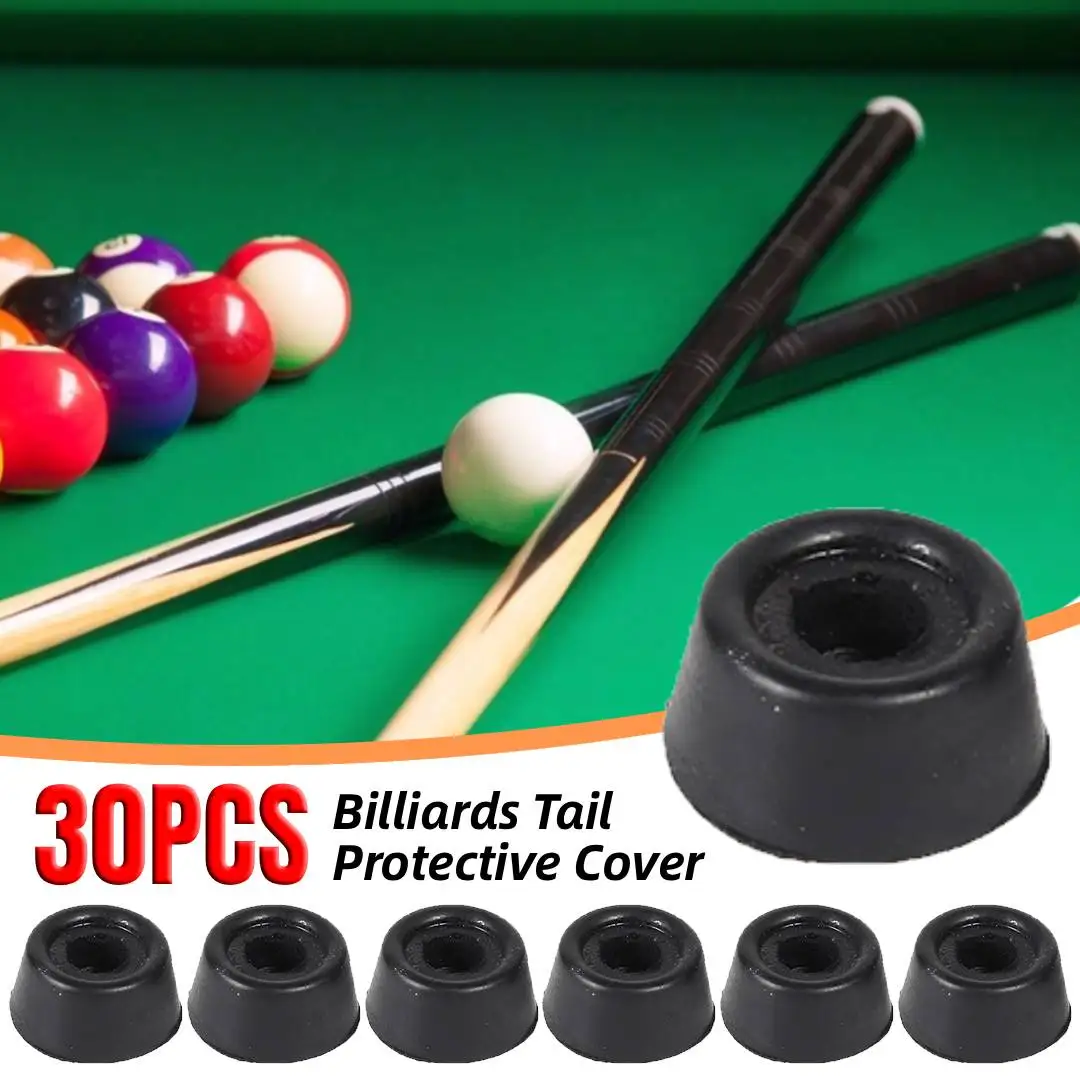 

30PCS Pool Cue Stick Tail Protective Sleeve Rubber Bottom Support Pad Billiards Tail Protective Cover Billiard Accessory Outdoor