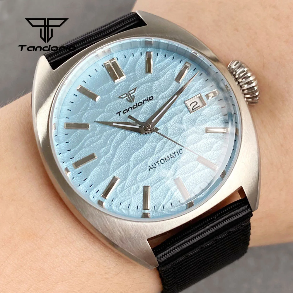 Tandorio New Military Pilot 40mm Double Sapphire Glass Luxury Inky black Dial NH35A Automatic Men's Mechanical Watches