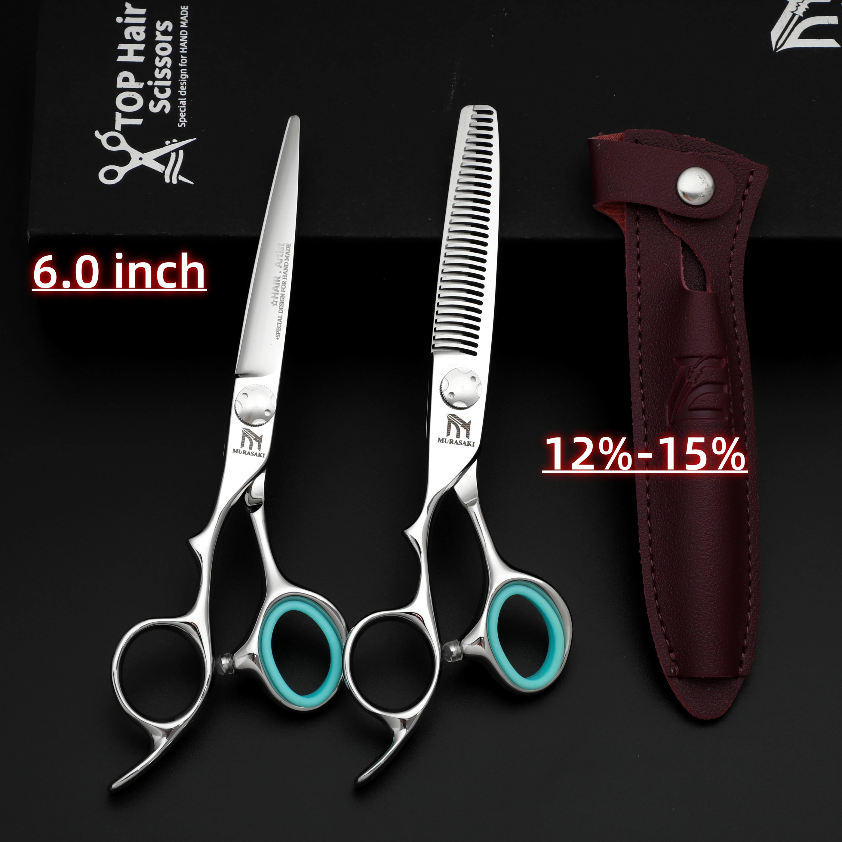 Professionelle Linkshänder-Schere, 6-6,5-6,8 Zoll Haarschneideschere, Japanischer 440C Stahl, Hochwertiges Friseurzubehör – Detail 16