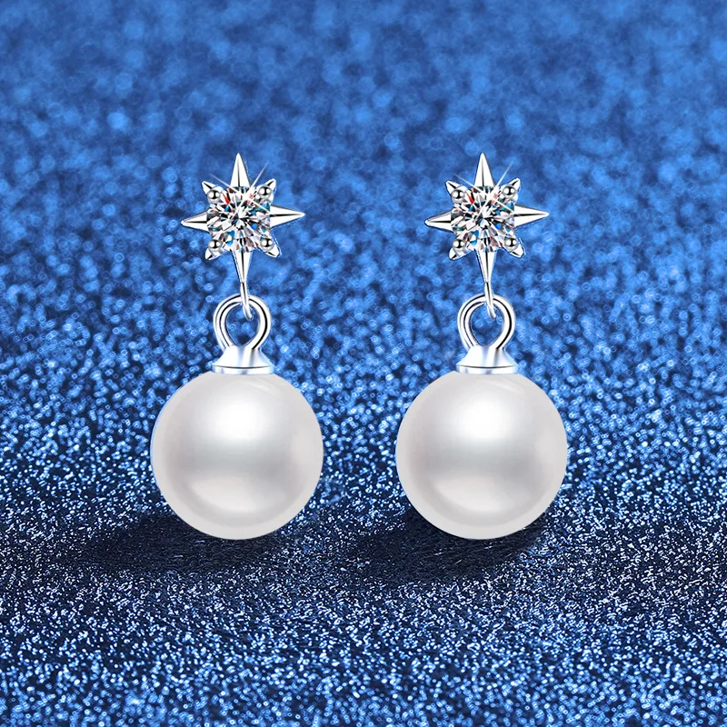 

Platinum PT950 18K Gold Moissanite Bead Earrings, New Style Earrings, Fashionable, Light Luxury, Niche, High-end Earrings