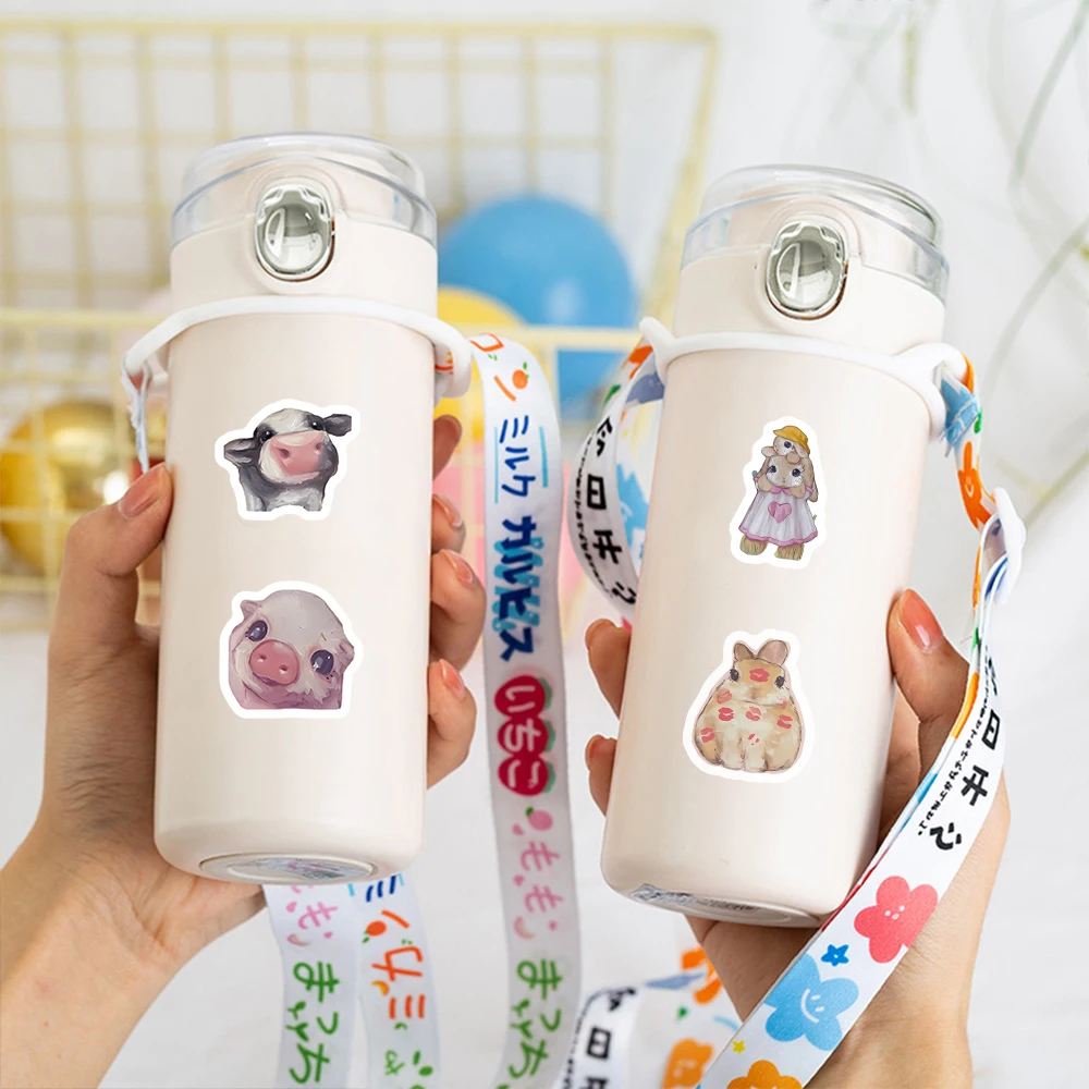 500pcs/Roll Cartoon Oil Painting Animal Doodle Sticker Roll DIY Creative Decorative Notebook Water Cup Mobile Phone Case Gifts