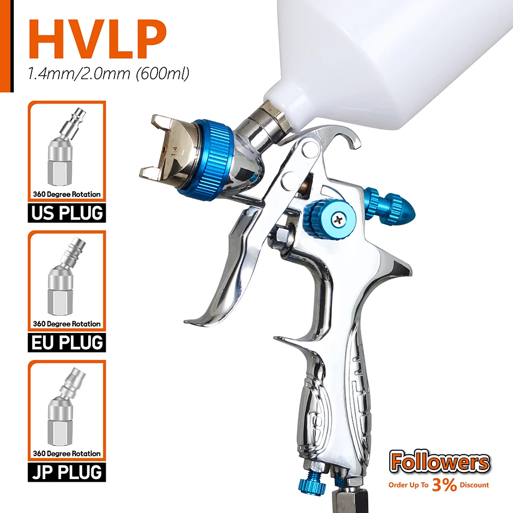 

H-887 New HVLP Pneumatic Environmental Protection Spray Gun Nozzle 1.4 2.0mm Watering Can Capacity 600ml Furniture Spray Gun