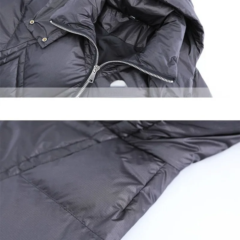 Winter 2023 New Down Jacket Mid-length Women\'s 90 White Duck Down Loose Korean Edition Thickened Waist Slimming Hooded Jacket