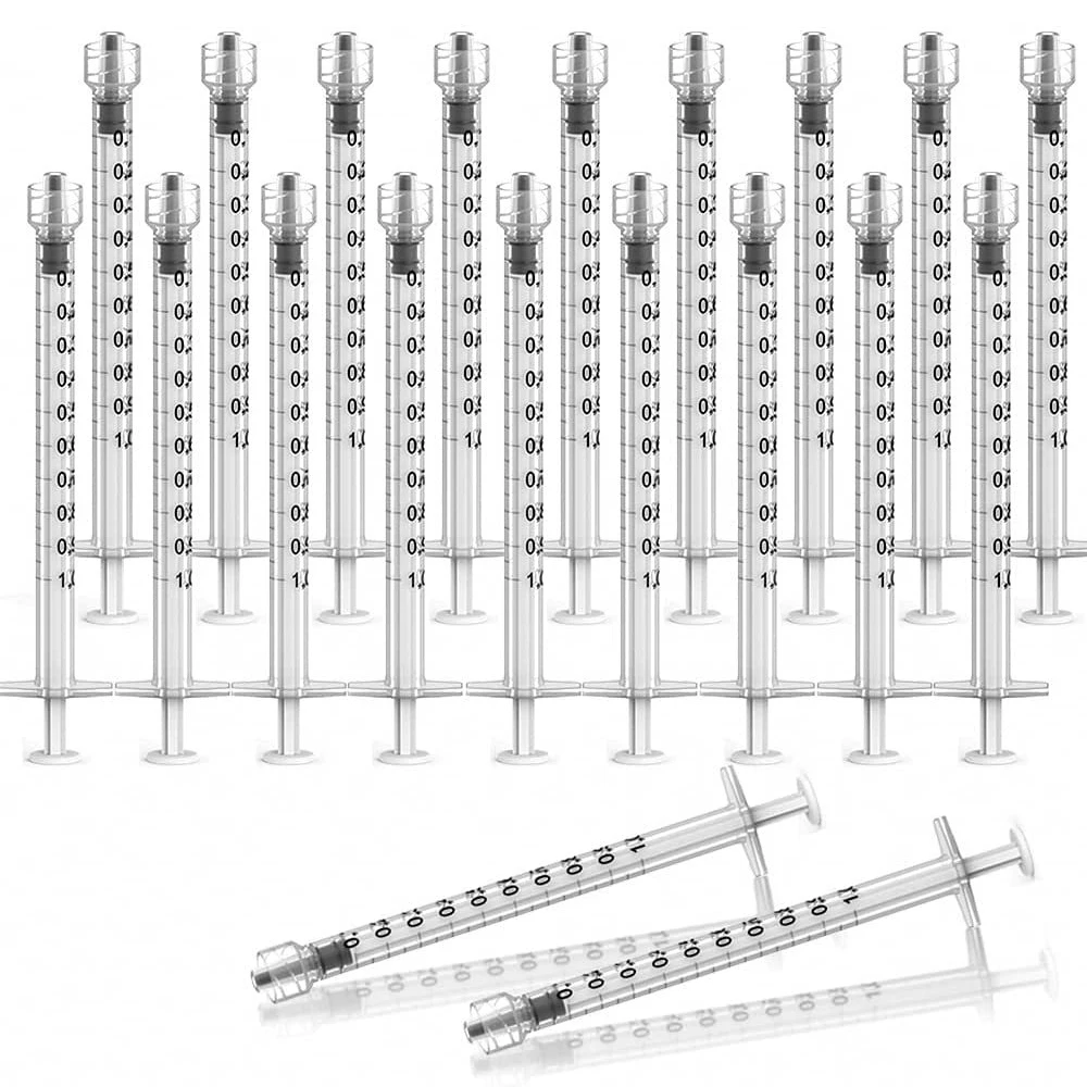 

1mL Luer Lock Syringe Without Needle, 1cc for Epoxy Glue, Oil, Liquid, Science Lab, Measurement, Feeding, 20pcs