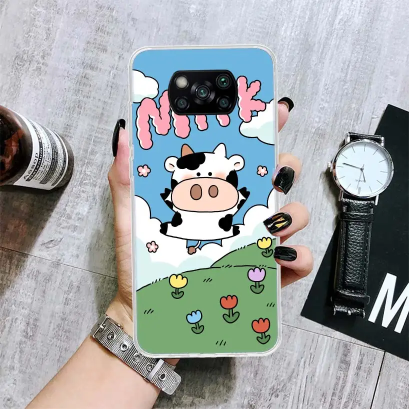 Dairy Cattle Cow Speckle Cute Soft Phone Case for Xiaomi Poco X6 X5 X4 Gt X3 Nfc F6 F5 Pro M5s M5 M4 M3 F4 F3 F2 F1 Capa Coque C