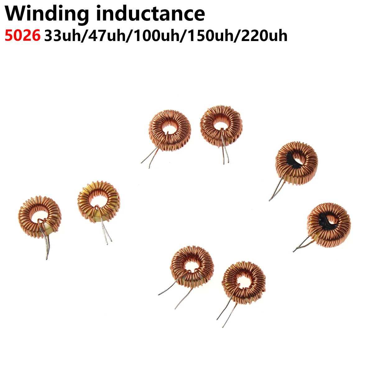 10PCS I-inductance Vertical inductance winding inductance Naked inductance 5026 33uh 47uh 100uh 150uh 220uh