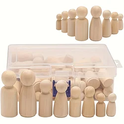 50 Pack Unfinished Wooden Peg Dolls, Peg People, Doll Bodies, Wooden Figures, Decorative Peg Doll People for Kids DIY Art Craft,