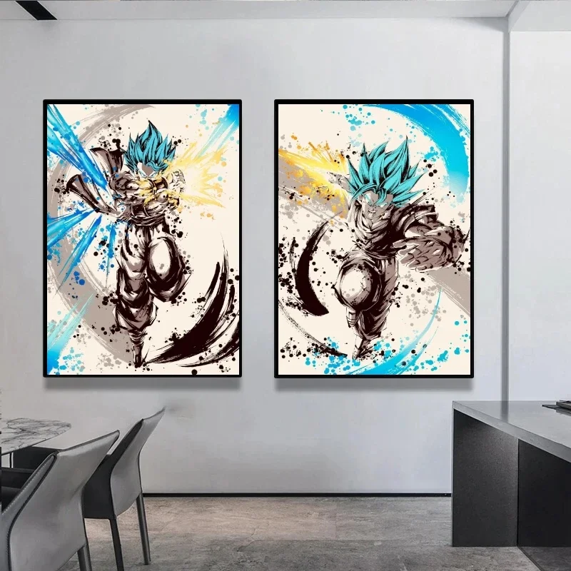 Póster de Dragon Ball Goku para decoración de dormitorio de niños, imagen de Anime caliente, pegatinas de pared, regalos para habitación, impresiones modulares para el hogar, arte de alta calidad