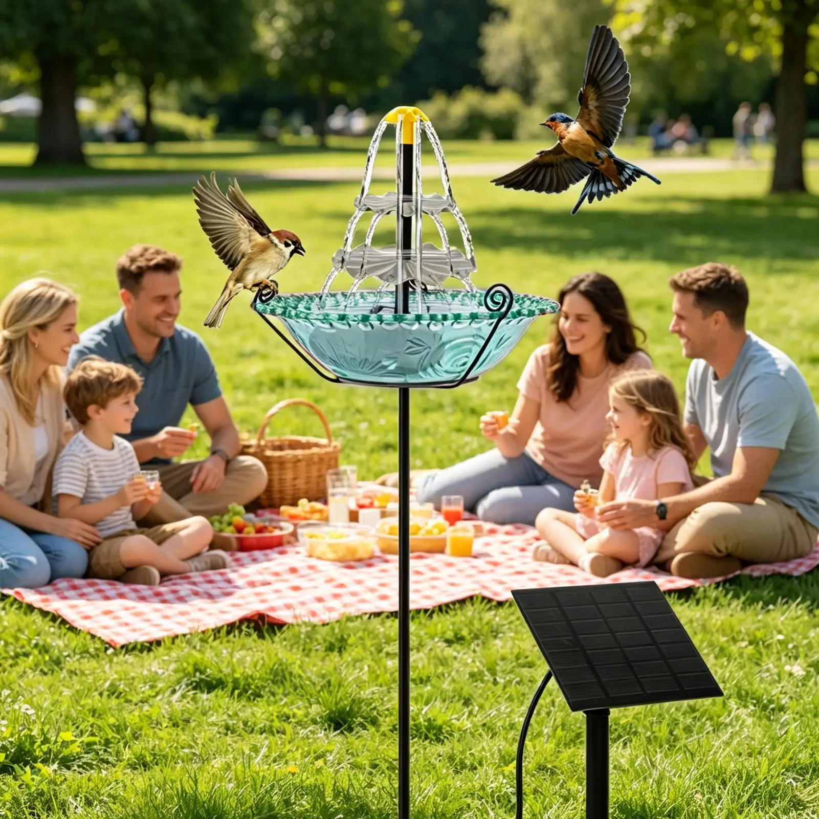 

Solar Powered Bird Bath Bluebird Watering Container Outdoor Hummingbird Waterer For Gardeners Homeowners Nature Lovers Backyard
