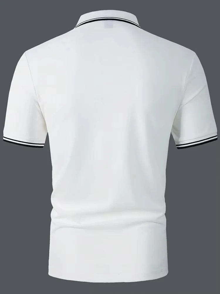 Men's Polo Shirt Golf Shirt Work Business Polo Collar Classic Short Sleeve Basic Solid Color Patchwork Button Spring & Summer image 4