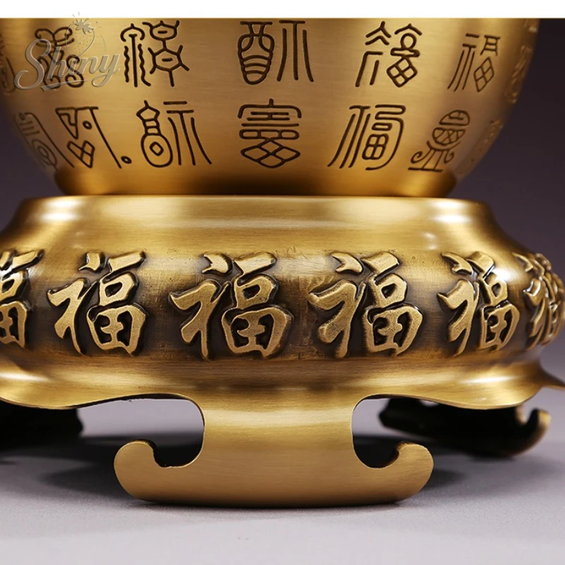 Pure Brass Gourd Ornament Hundred Blessings Gourd Open Cover Hollow Living Room Home Office Entrance Decorations